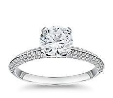The Gallery Collection™ Knife Edge Micropave Diamond Engagement Ring in Platinum (3/8 ct. tw.)